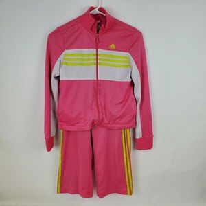 Adidas Toddler Girls 2pc Tricot Track Suit Jacket Pants Pink Yellow Size Large